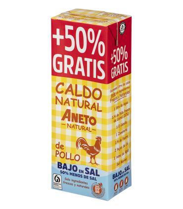 Caixa de 10 briks de Caldo de Pollastre Baix en Sal + 50% Gratis