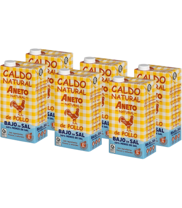 Caixa de Caldo de Pollastre baix en sal 1L (6 briks)