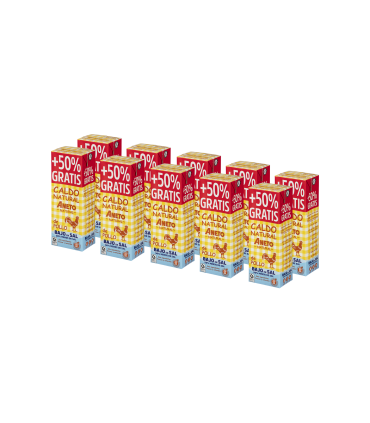 Caixa de 10 briks de Caldo de Pollastre Baix en Sal + 50% Gratis