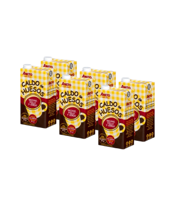 Caldo de huesos de vacuno, pollo y cerdo - Caja 6 x 1 L