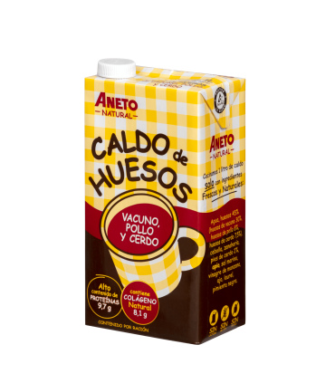 Caldo de huesos de vacuno, pollo y cerdo - Caja 6 x 1 L