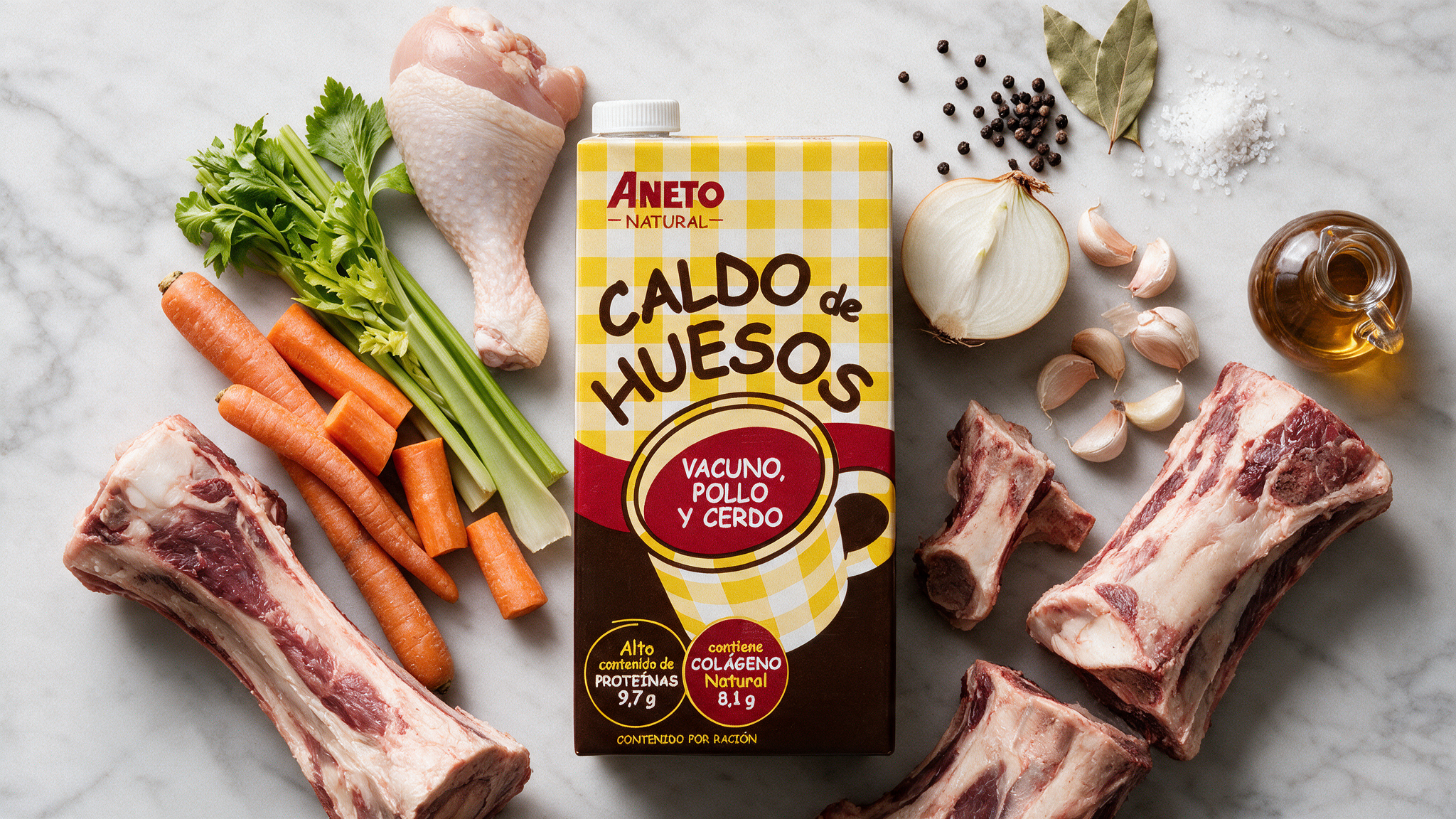 Caldo d'Ossos Aneto amb ingredients naturals